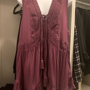 NWT Torrid Baby doll crochet trim tank 2X; Purple